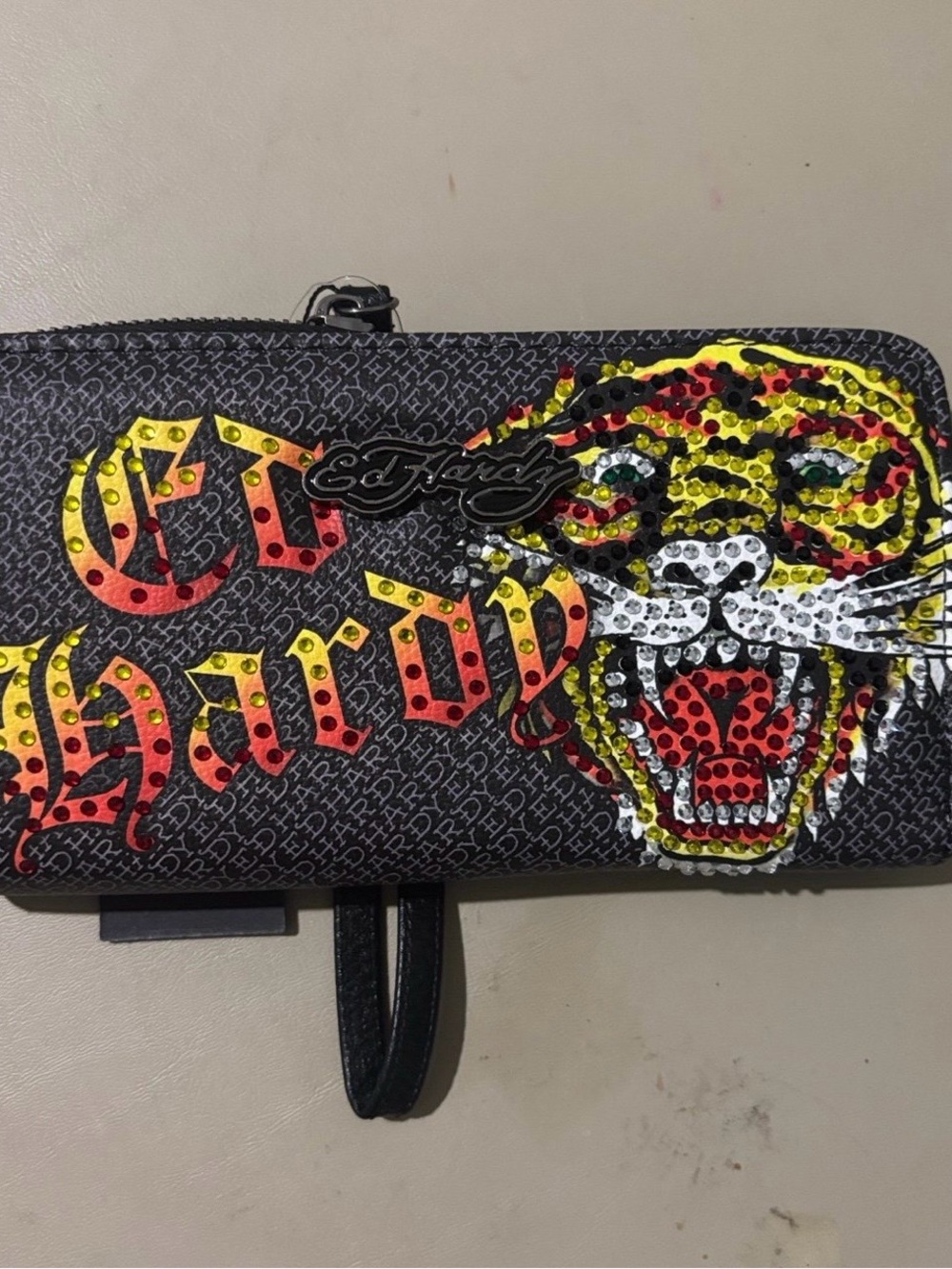 Ed Hardy Screaming Tiger Zip-Around Wristlet Wallet